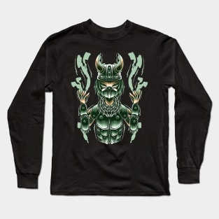 Artwork Illustration Young Viking Trying To Launch The Action Long Sleeve T-Shirt